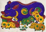 Dong Ho painting (Vietnamese: Tranh Đông Hồ or Tranh làng Hồ), full name Dong Ho folk woodcut painting (Tranh khắc gỗ dân gian Đông Hồ) is a genre of Vietnamese woodcut paintings originating from Dong Ho village (làng Đông Hồ) in Bac Ninh Province, Vietnam.<br/><br/>

Using the traditional điệp paper and colours derived from nature, craftsmen print Dong Ho pictures of different themes from good luck wishes, historical figures to everyday activities and folk allegories. In the past, Dong Ho painting was an essential element of the Tết holiday in Vietnam.